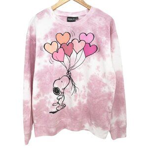 Snoopy Heart Balloons Tie Dye Sweatshirt Large